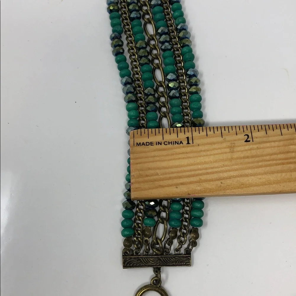 Multi-Strand Turquoise Tone Beaded Chain Bracelet - Unbranded - Picture 4 of 7